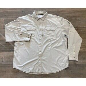 Poncho Shirt Mens XXL Beige Long Sleeve Western Nylon Stretch Zip Pocket